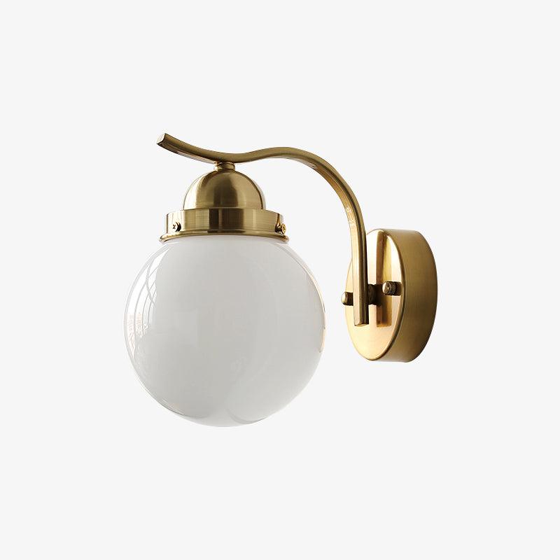 Ryttenberg Wall Lamp | Retro Globe Design | White Glass & Copper Finish | Set of 2