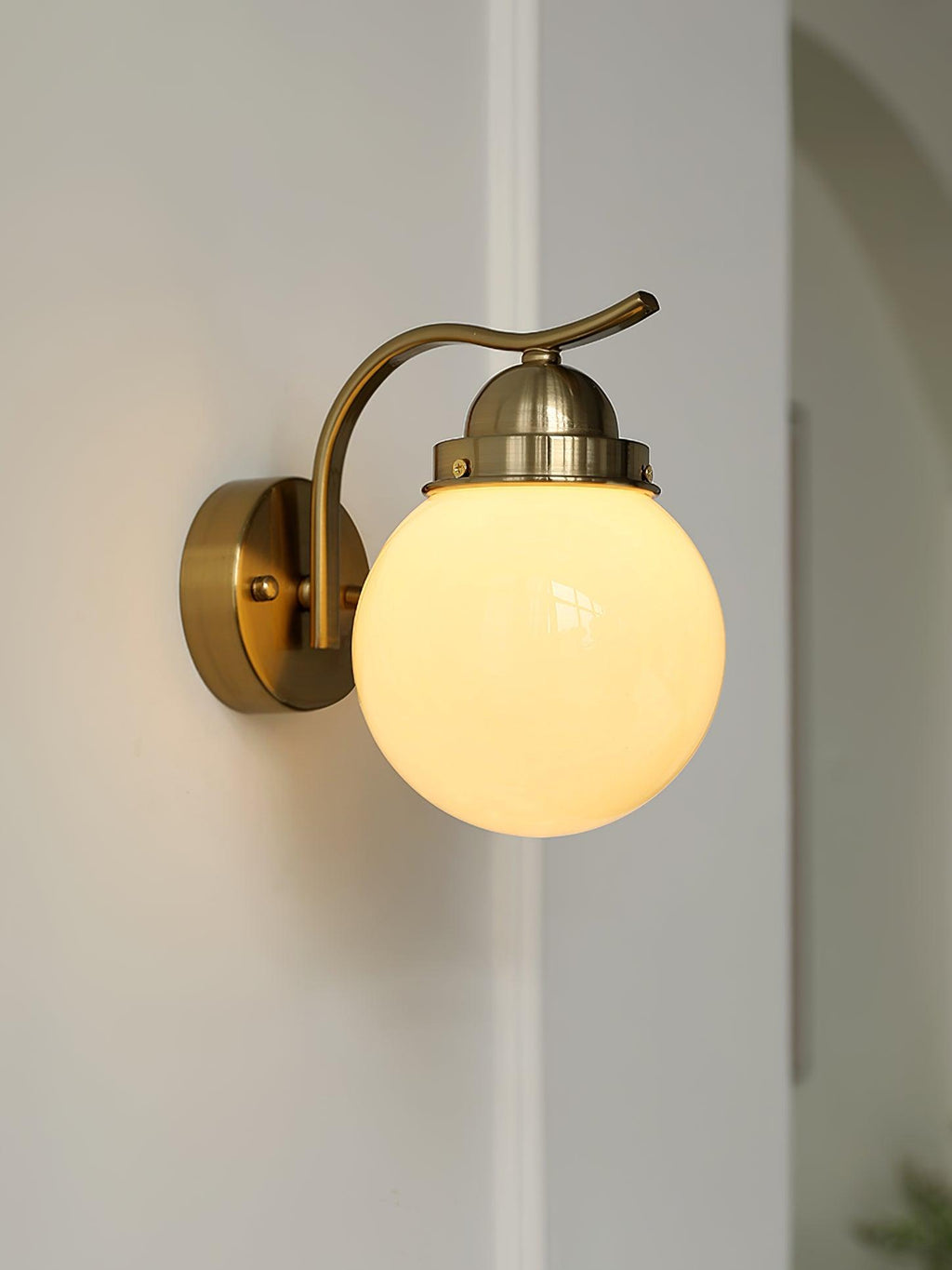Ryttenberg Wall Lamp | Retro Globe Design | White Glass & Copper Finish | Set of 2