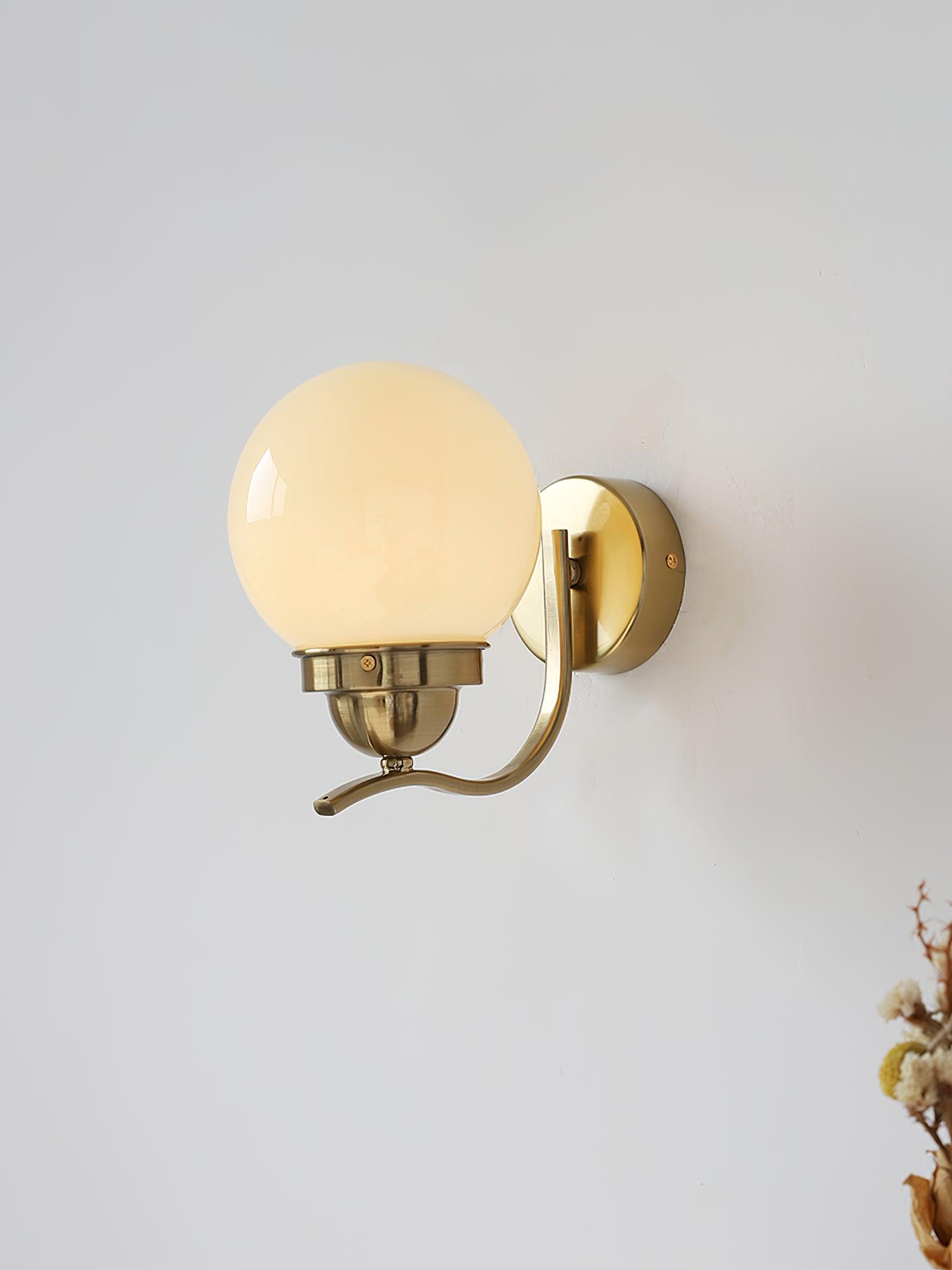 Ryttenberg Wall Lamp | Retro Globe Design | White Glass & Copper Finish | Set of 2