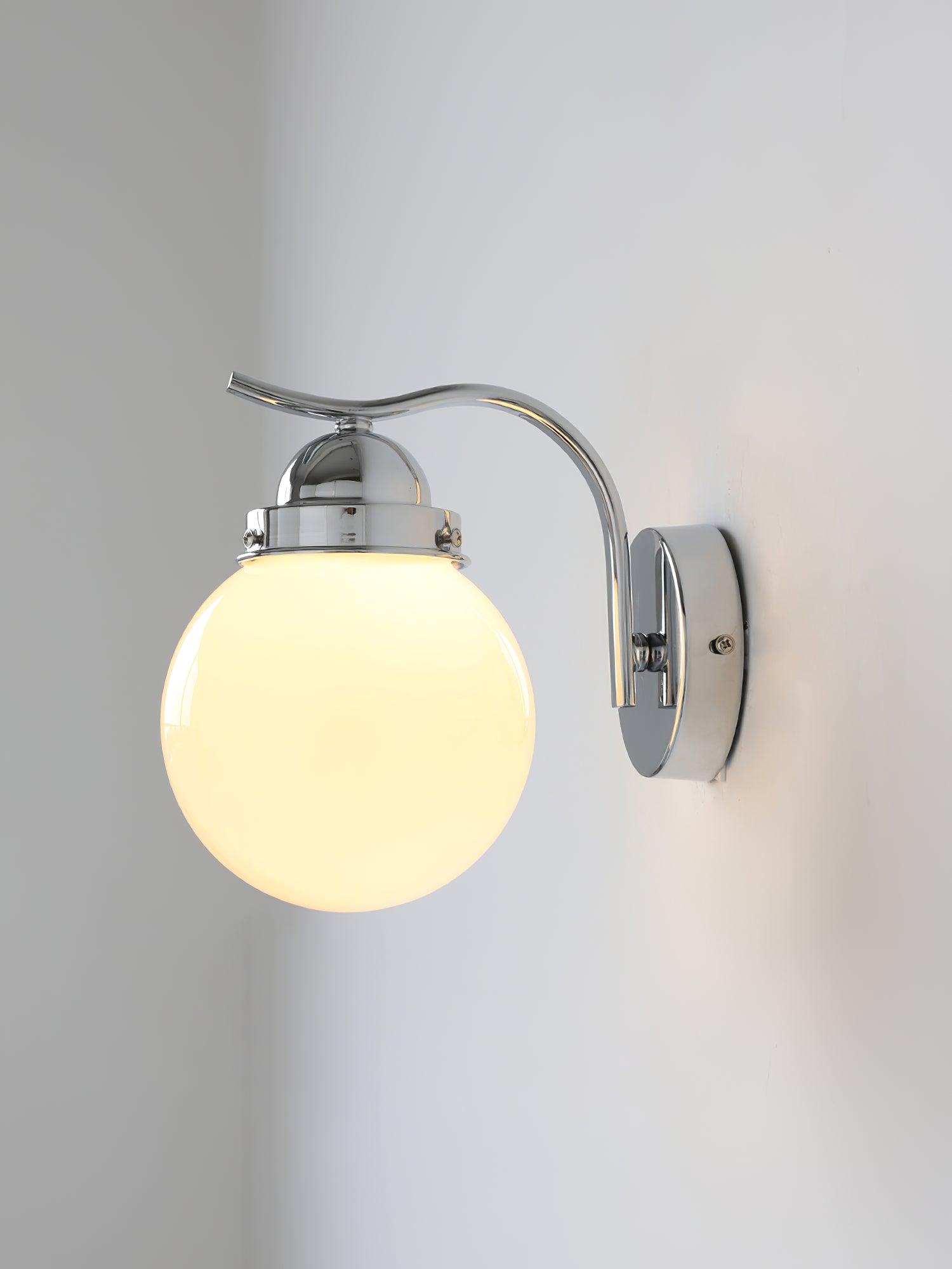 Ryttenberg Wall Lamp | Retro Globe Design | White Glass & Copper Finish | Set of 2
