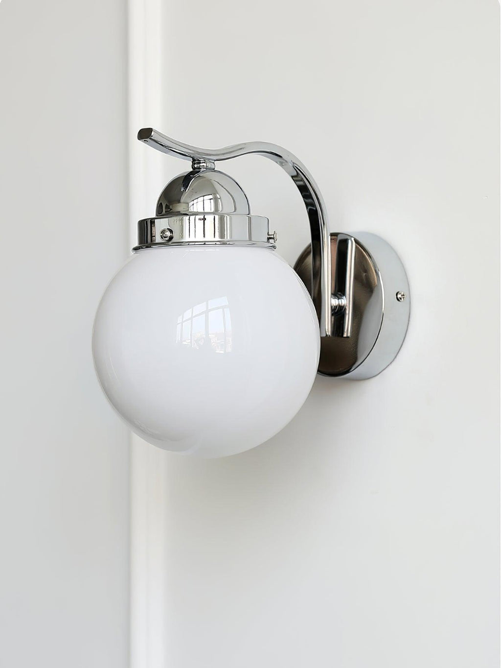 Ryttenberg Wall Lamp | Retro Globe Design | White Glass & Copper Finish | Set of 2