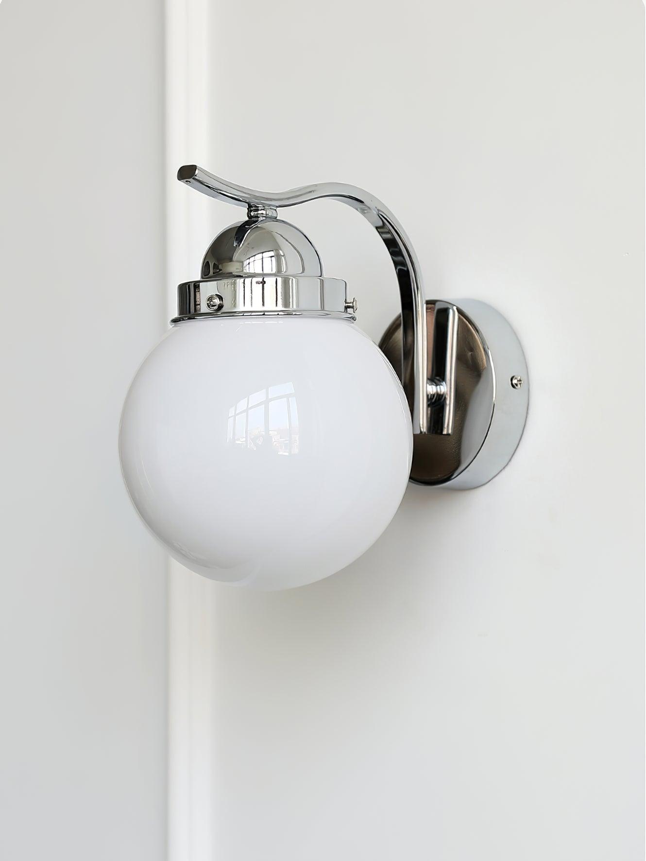 Ryttenberg Wall Lamp | Retro Globe Design | White Glass & Copper Finish | Set of 2