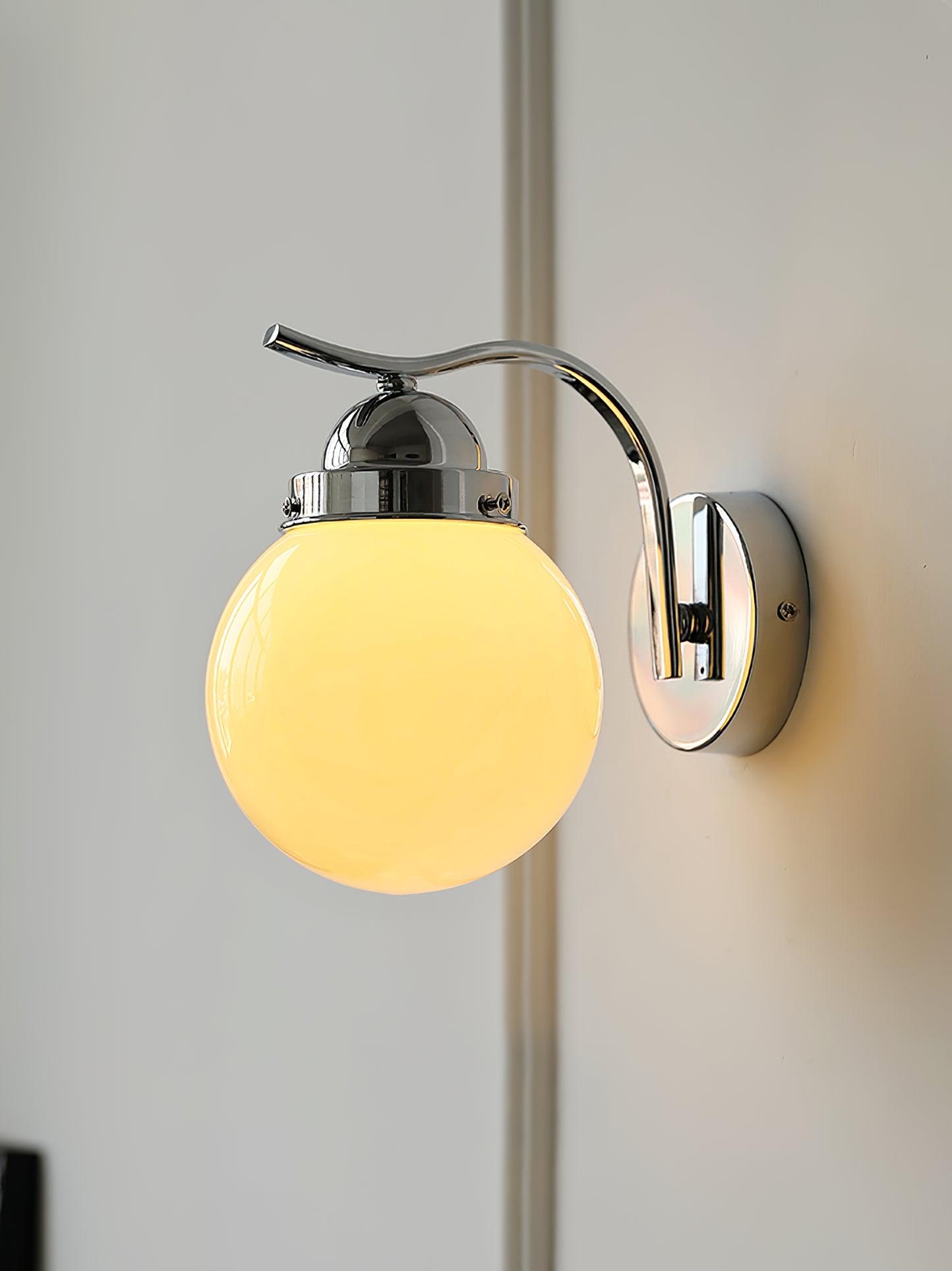 Ryttenberg Wall Lamp | Retro Globe Design | White Glass & Copper Finish | Set of 2