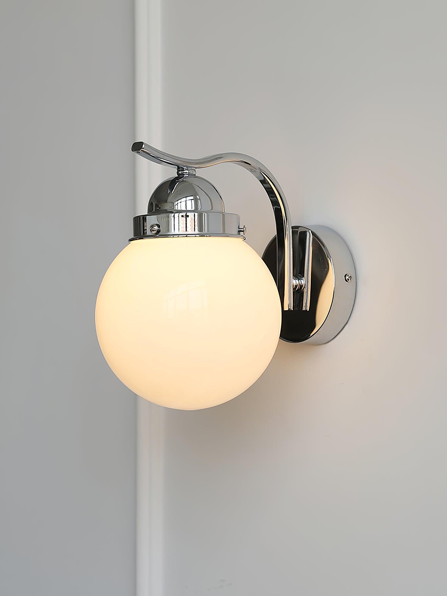 Ryttenberg Wall Lamp | Retro Globe Design | White Glass & Copper Finish | Set of 2