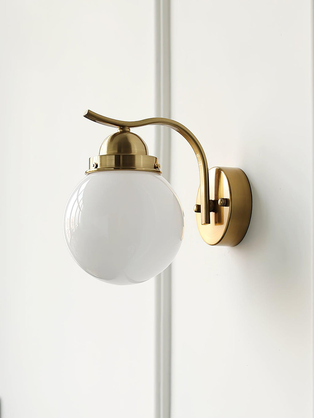 Ryttenberg Wall Lamp | Retro Globe Design | White Glass & Copper Finish | Set of 2