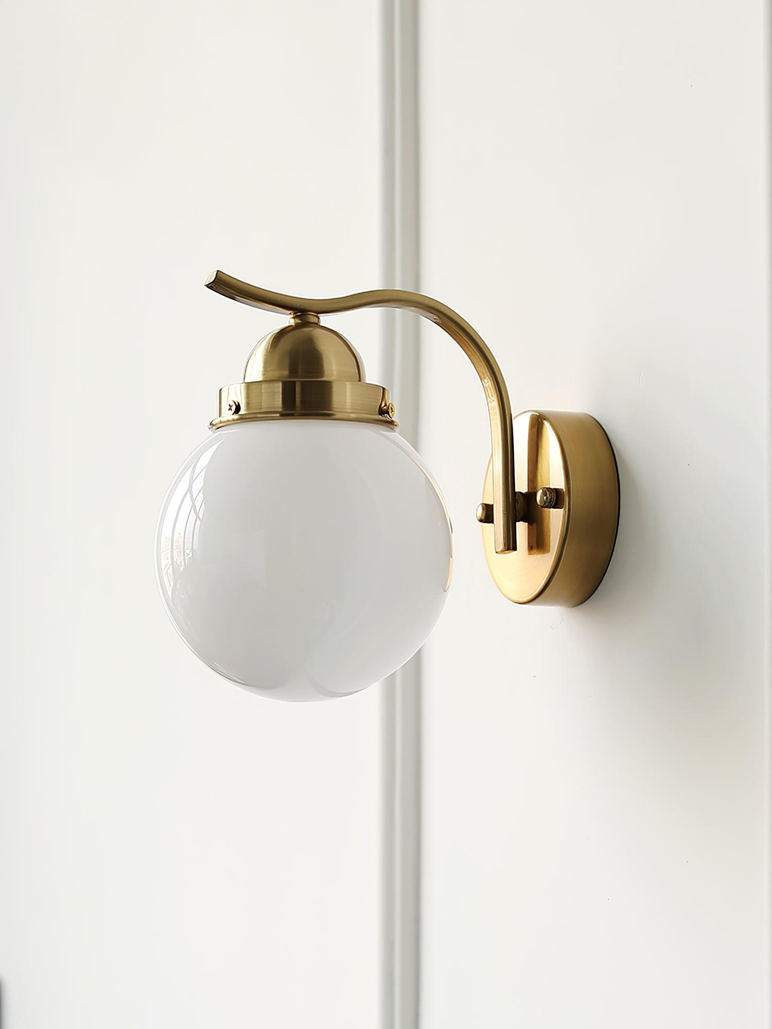 Ryttenberg Wall Lamp | Retro Globe Design | White Glass & Copper Finish | Set of 2