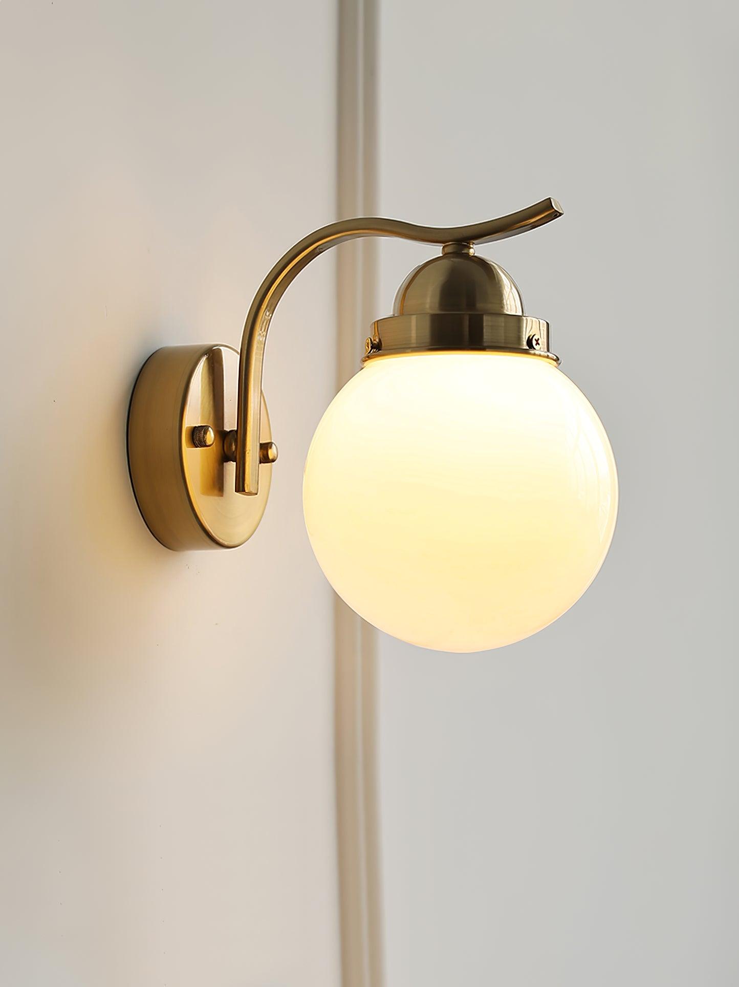 Ryttenberg Wall Lamp | Retro Globe Design | White Glass & Copper Finish | Set of 2