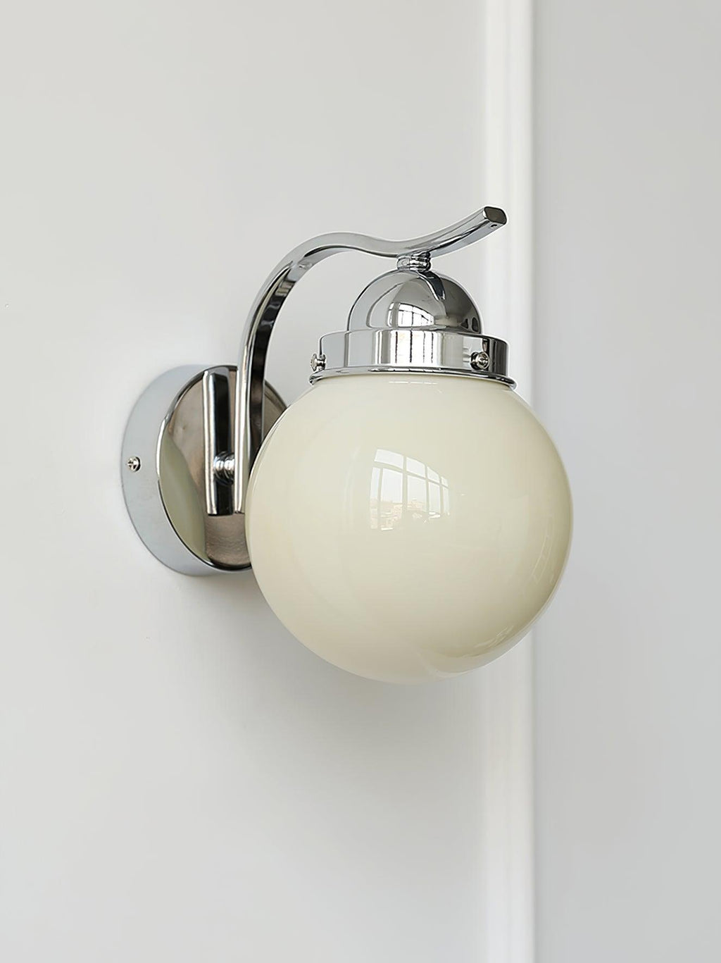 Ryttenberg Wall Lamp | Retro Globe Design | White Glass & Copper Finish | Set of 2
