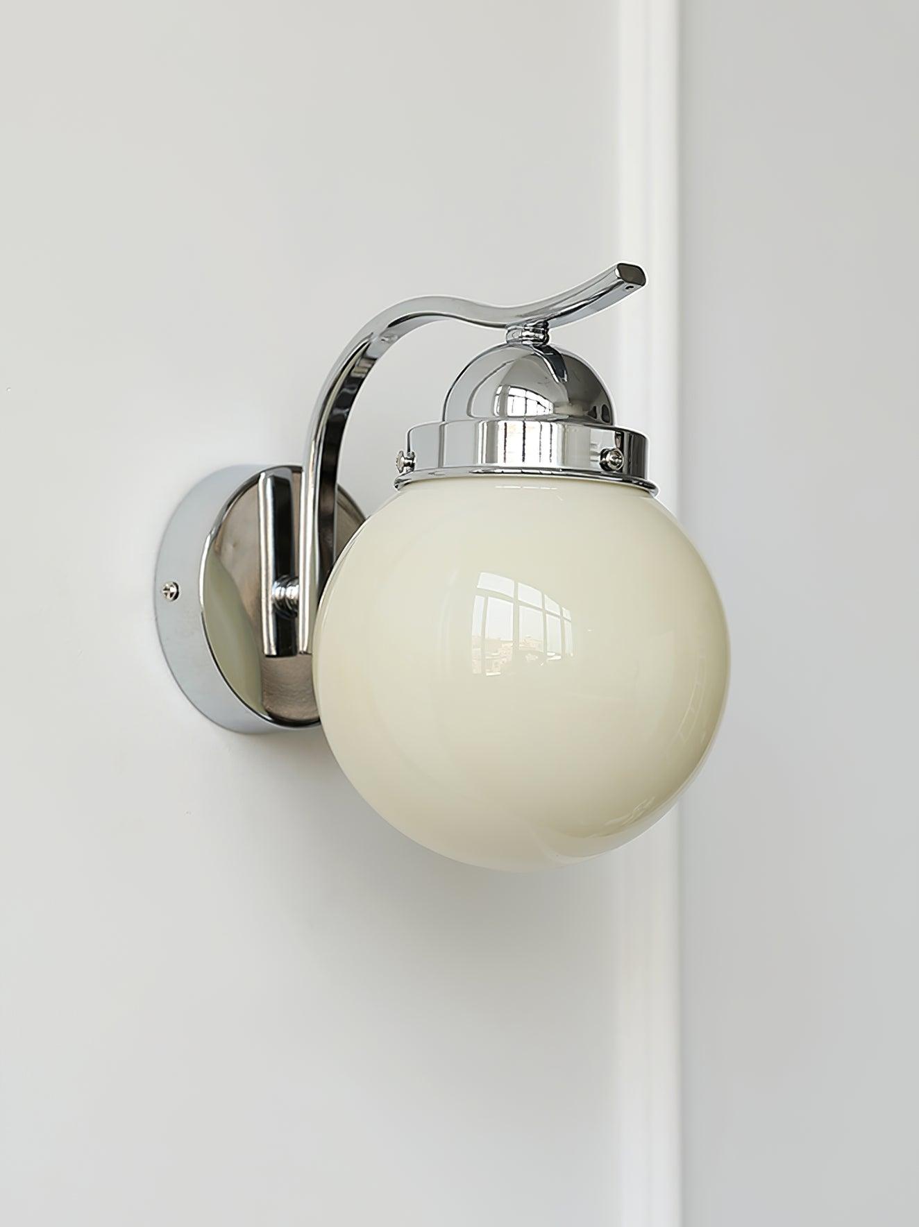 Ryttenberg Wall Lamp | Retro Globe Design | White Glass & Copper Finish | Set of 2