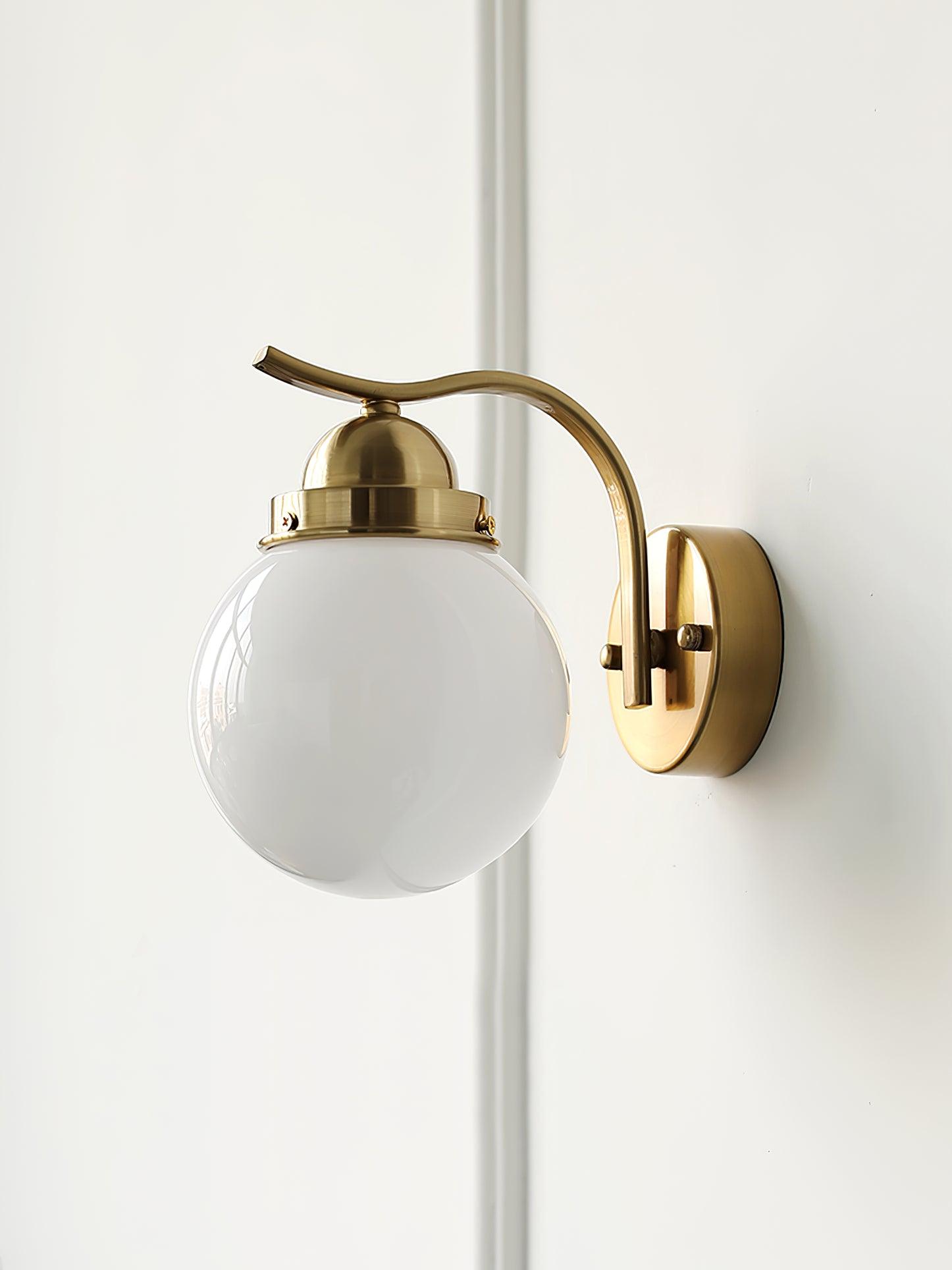 Ryttenberg Wall Lamp | Retro Globe Design | White Glass & Copper Finish | Set of 2