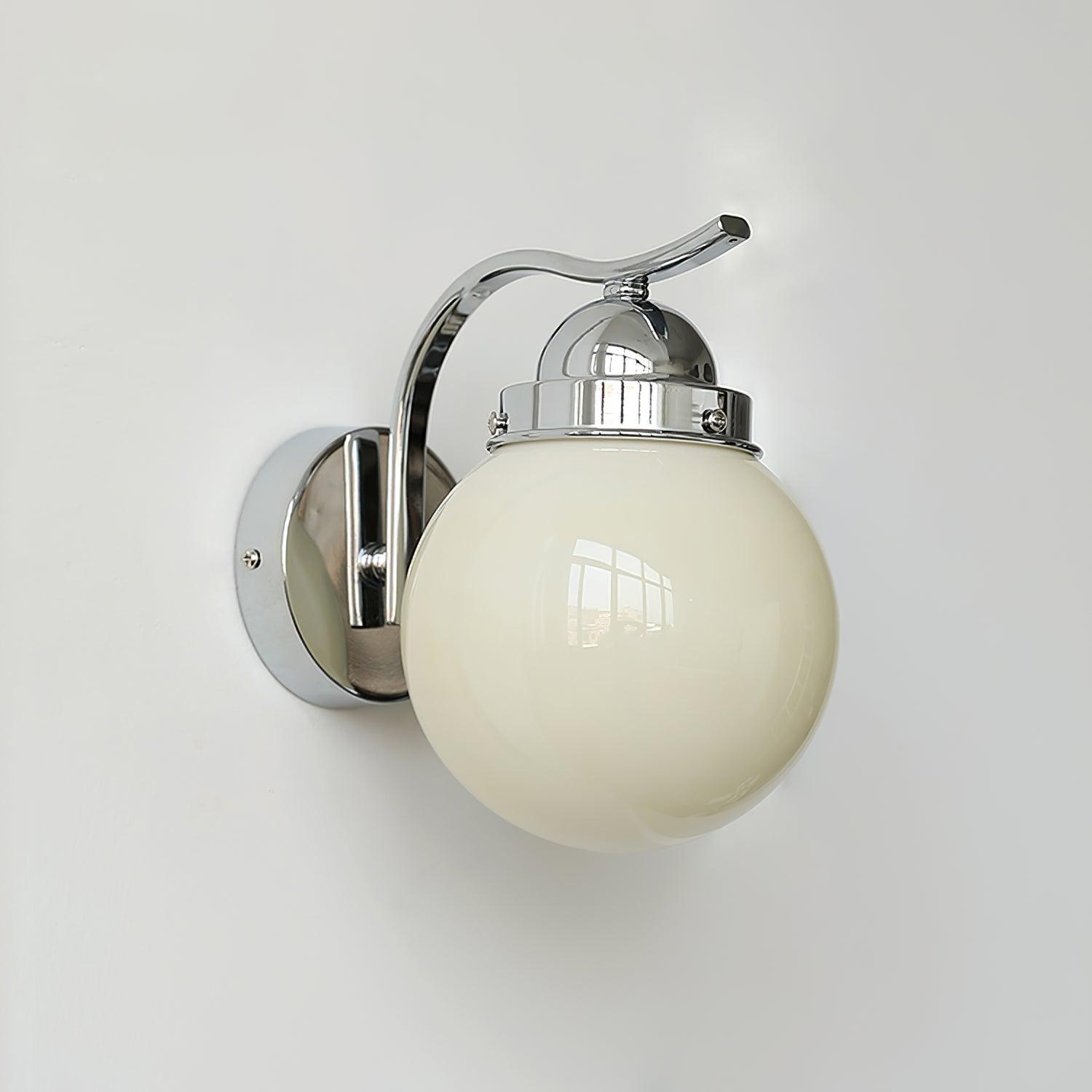 Ryttenberg Wall Lamp | Retro Globe Design | White Glass & Copper Finish | Set of 2