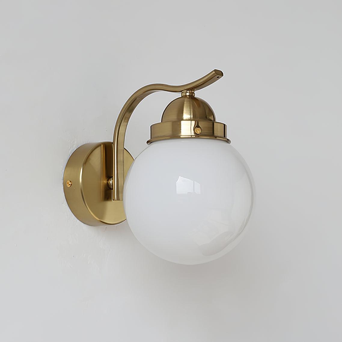 Ryttenberg Wall Lamp | Retro Globe Design | White Glass & Copper Finish | Set of 2