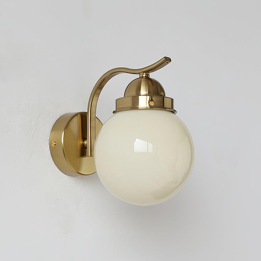 Ryttenberg Wall Lamp | Retro Globe Design | White Glass & Copper Finish | Set of 2