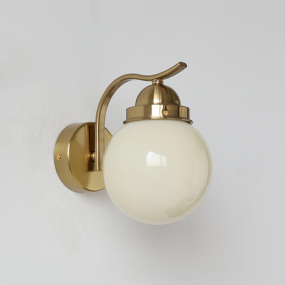 Ryttenberg Wall Lamp | Retro Globe Design | White Glass & Copper Finish | Set of 2