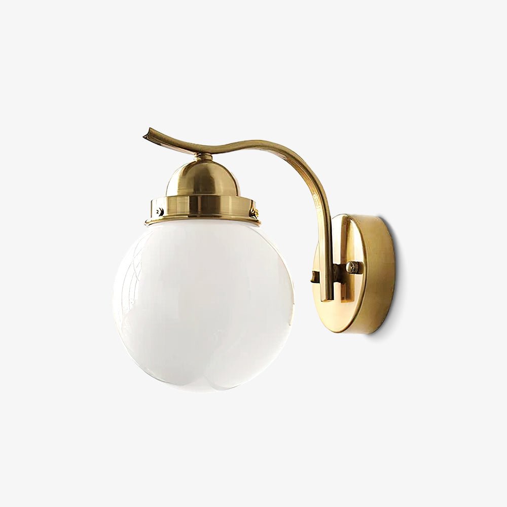 Ryttenberg Wall Lamp | Retro Globe Design | White Glass & Copper Finish | Set of 2