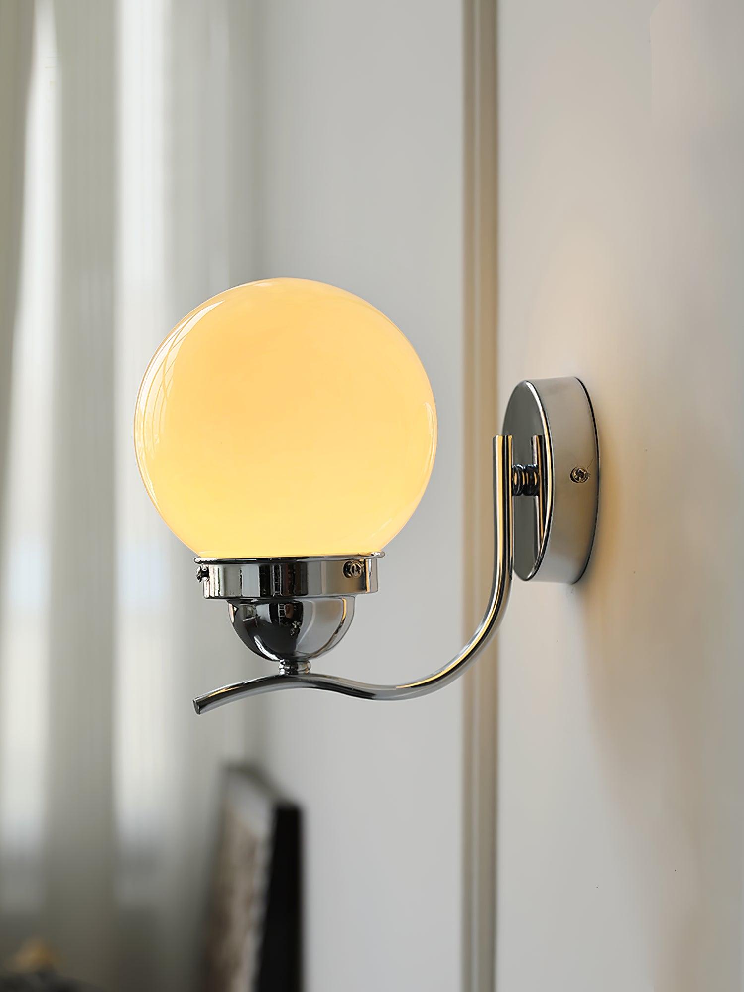 Ryttenberg Wall Lamp | Retro Globe Design | White Glass & Copper Finish | Set of 2