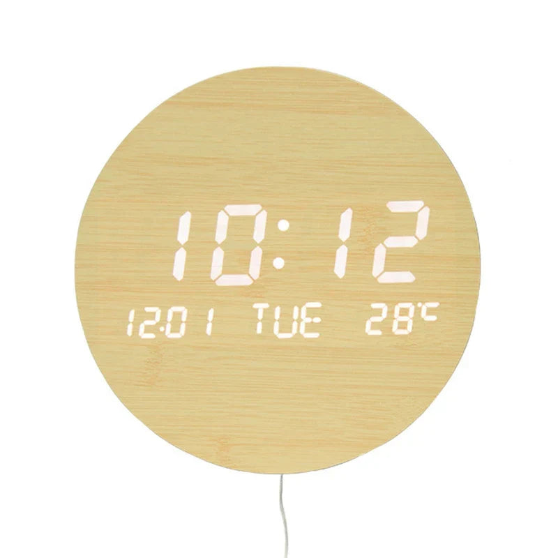 BoisTempo - Horloge de Bureau | Bois Massif | LED, Alarme