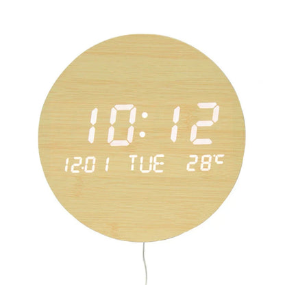 BoisTempo - Horloge de Bureau | Bois Massif | LED, Alarme