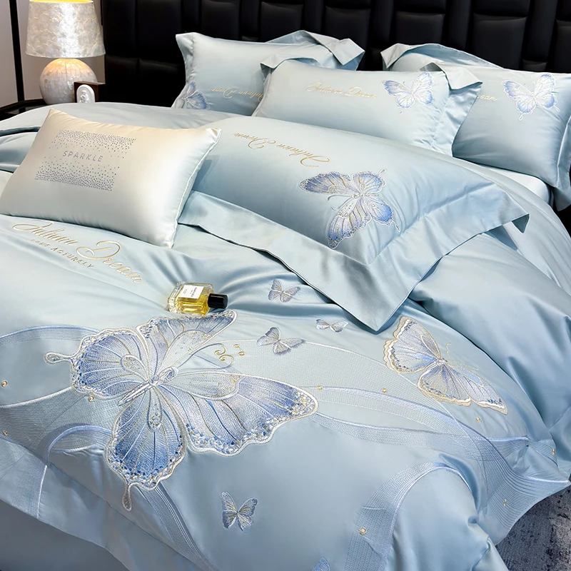 Zahra Blue Duvet Cover Set (1000TC Egyptian Cotton)
