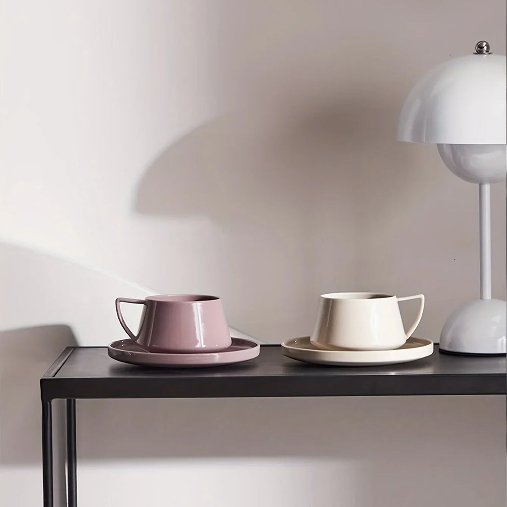 Tea/Coffee Cup and Saucer Set | Ceramic | Neutral Tone