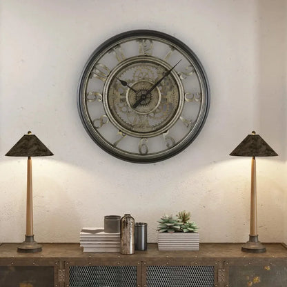 Horloge Murale Industrielle | Métal et Engrenages | 50cm