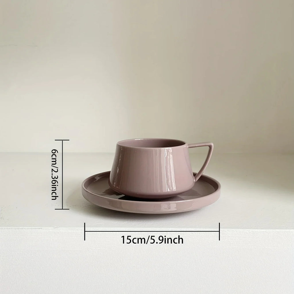 Tea/Coffee Cup and Saucer Set | Ceramic | Neutral Tone