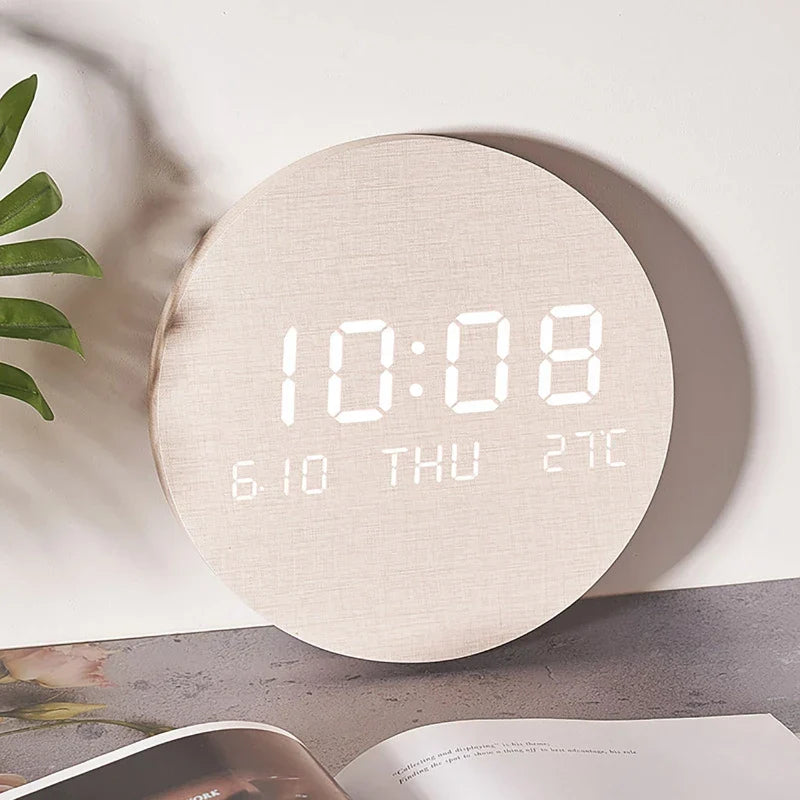 BoisTempo - Horloge de Bureau | Bois Massif | LED, Alarme
