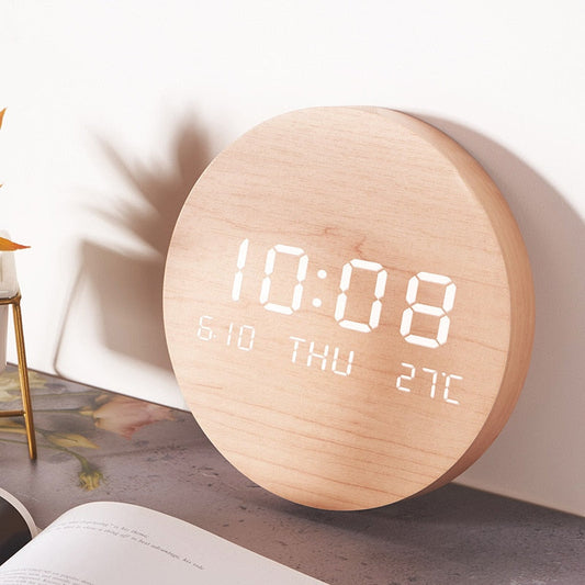 Horloge en Bois Moderne | Design Minimaliste | Affichage Numérique