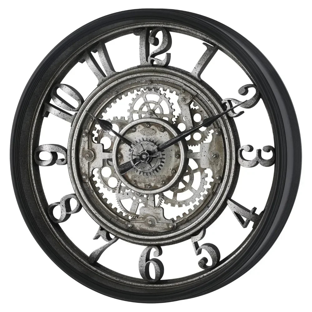 Horloge Murale Industrielle | Métal et Engrenages | 50cm