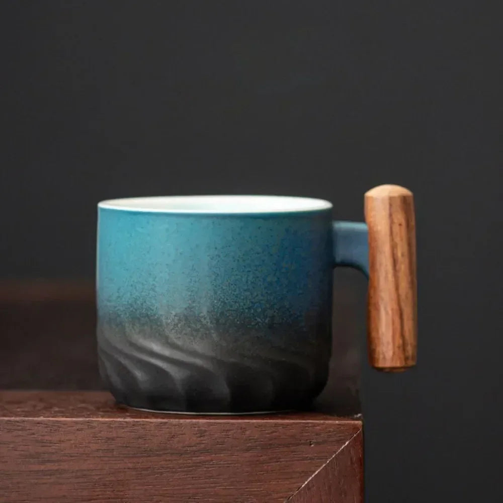 Espresso Cups | Durable Ceramic with Wooden Handle | 80ml Capacity