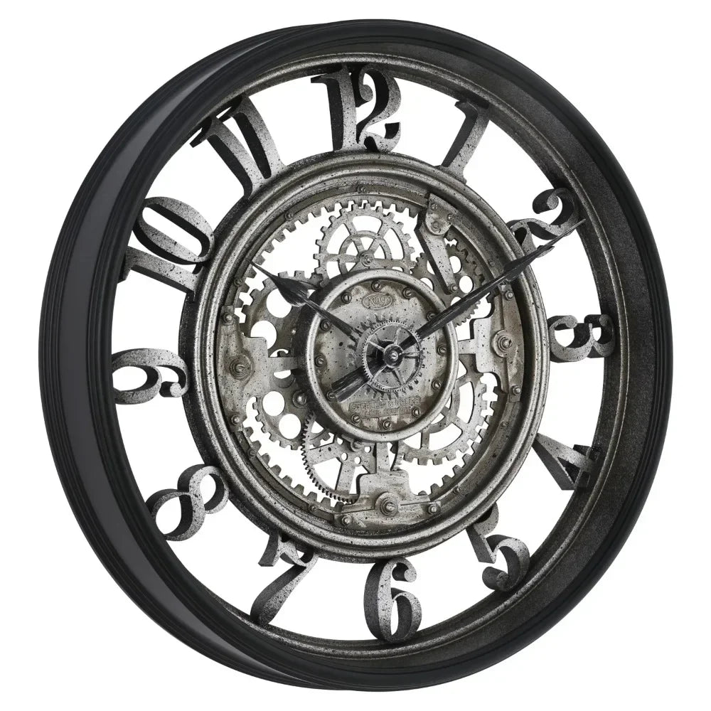 Horloge Murale Industrielle | Métal et Engrenages | 50cm