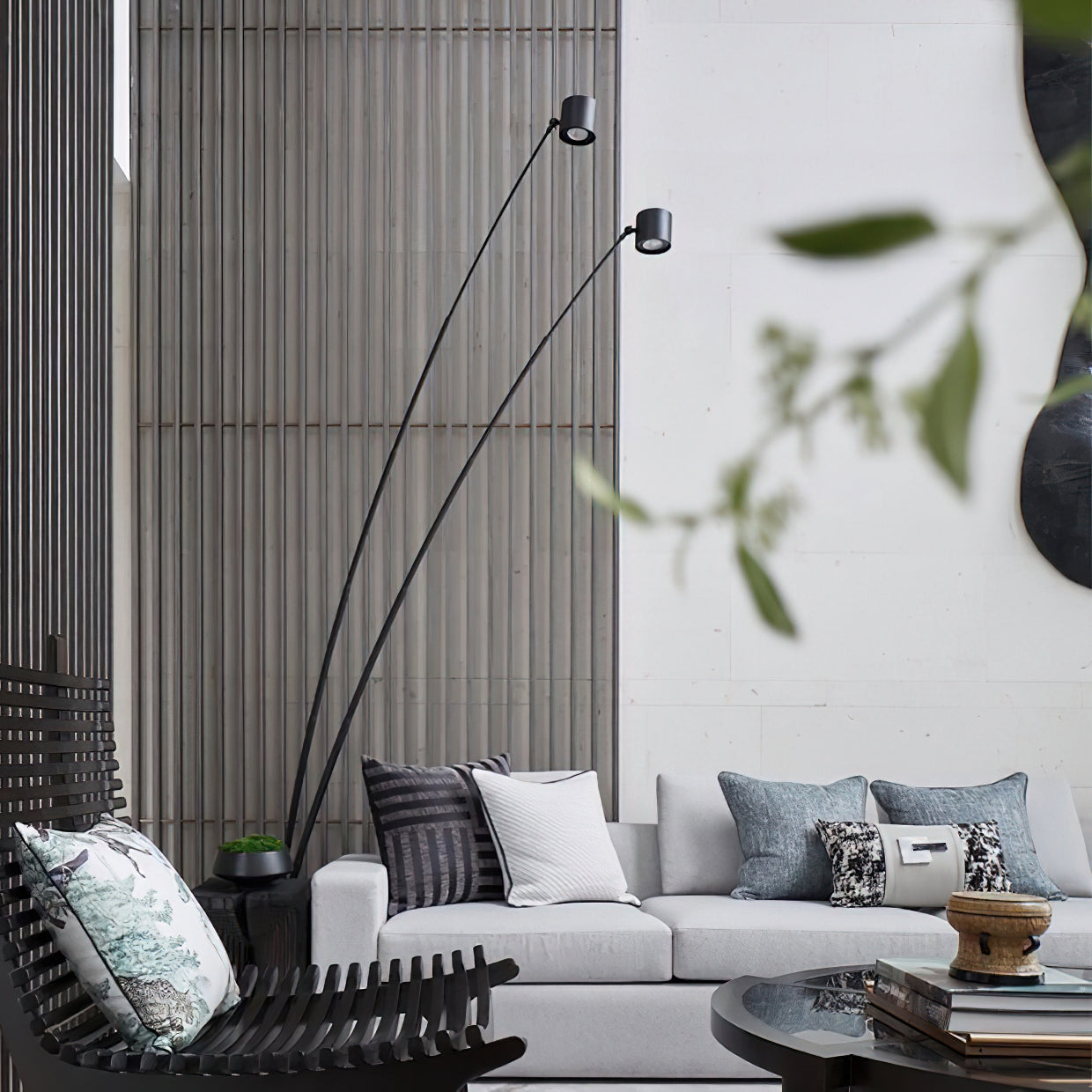 Sampei Floor Lamp | Carbon Fiber & Metal | Black, 200cm