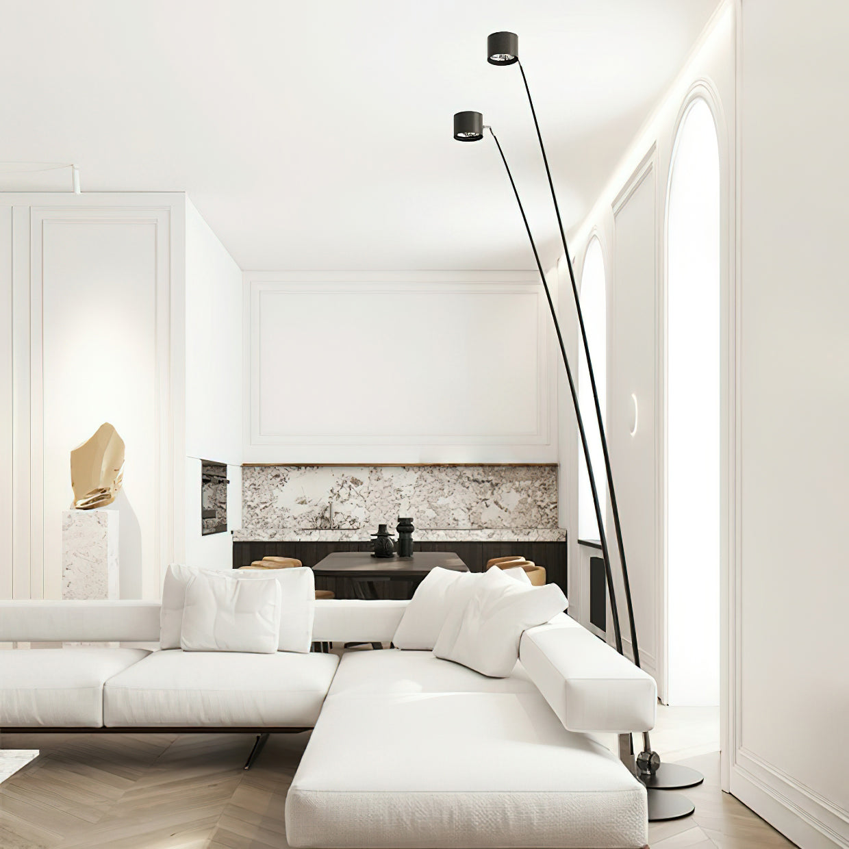 Sampei Floor Lamp | Carbon Fiber & Metal | Black, 200cm