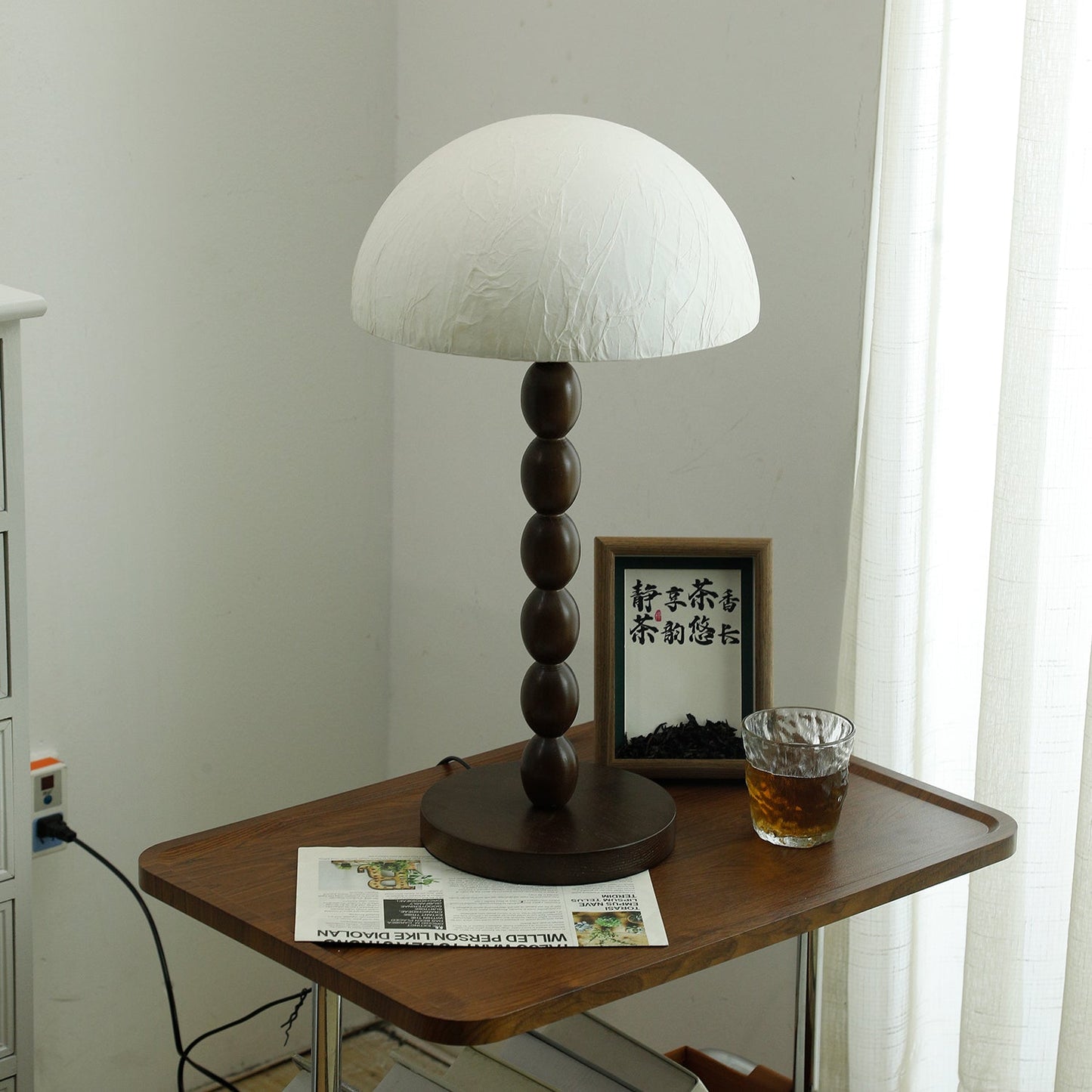 Satori Table Lamp | Wooden & Rice Paper | Walnut & White