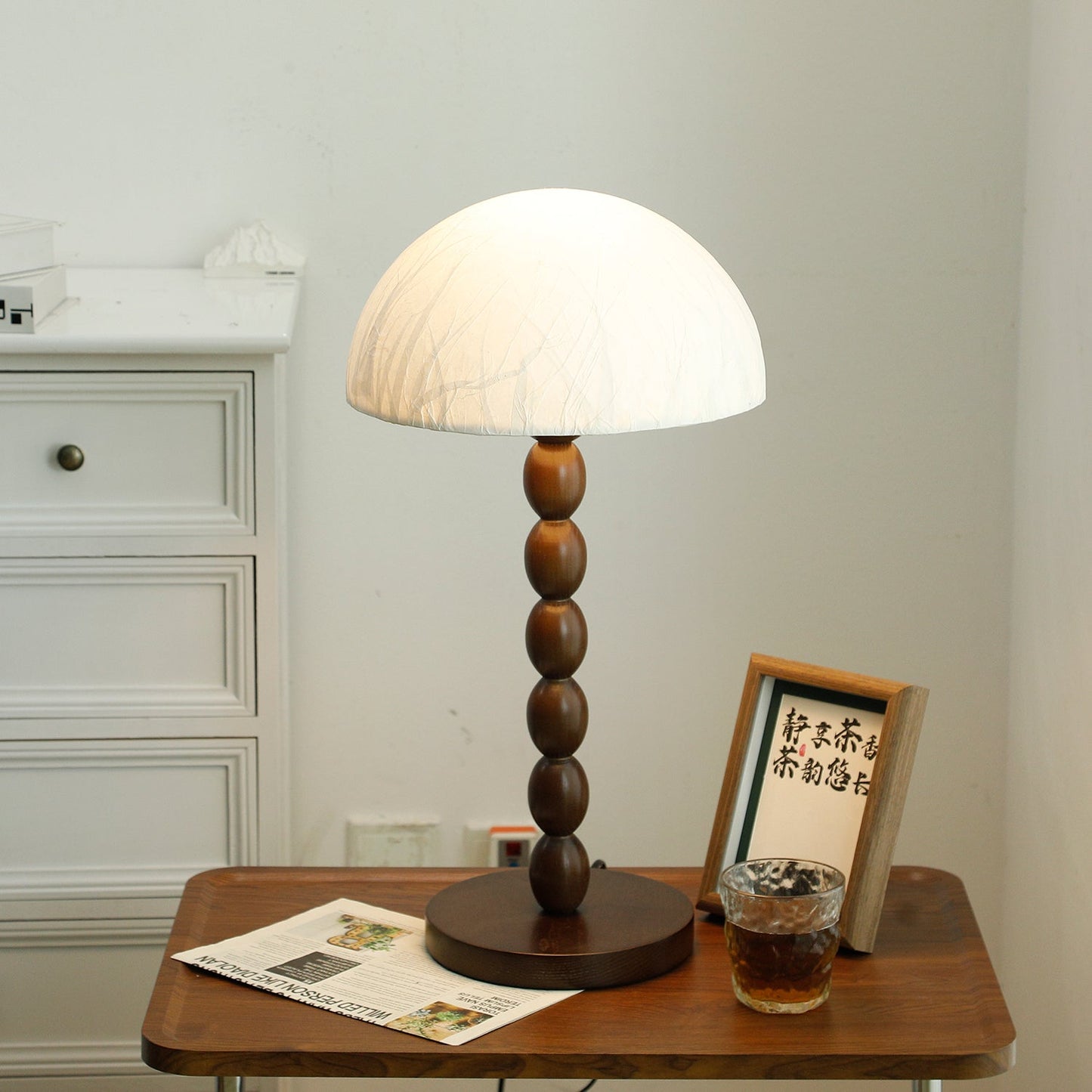 Satori Table Lamp | Wooden & Rice Paper | Walnut & White