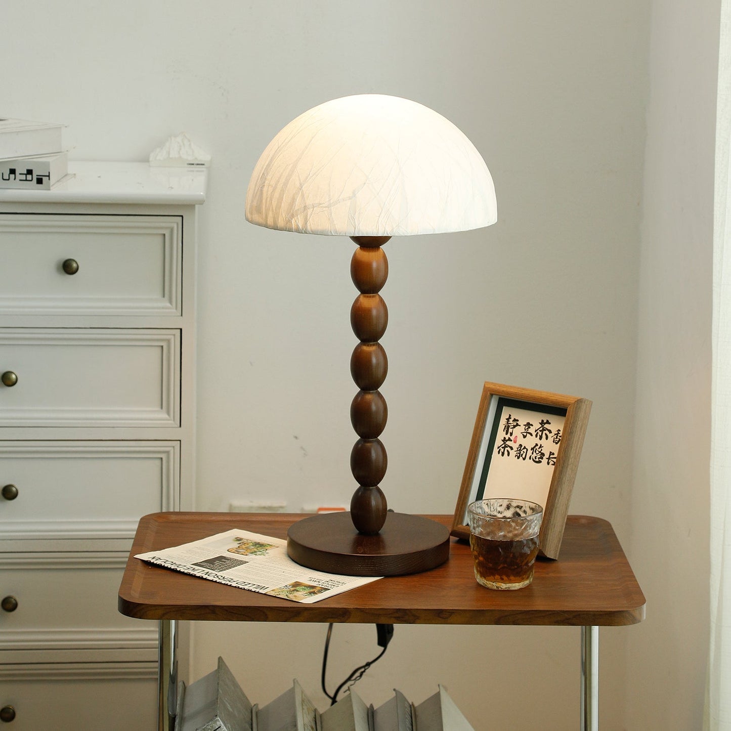 Satori Table Lamp | Wooden & Rice Paper | Walnut & White