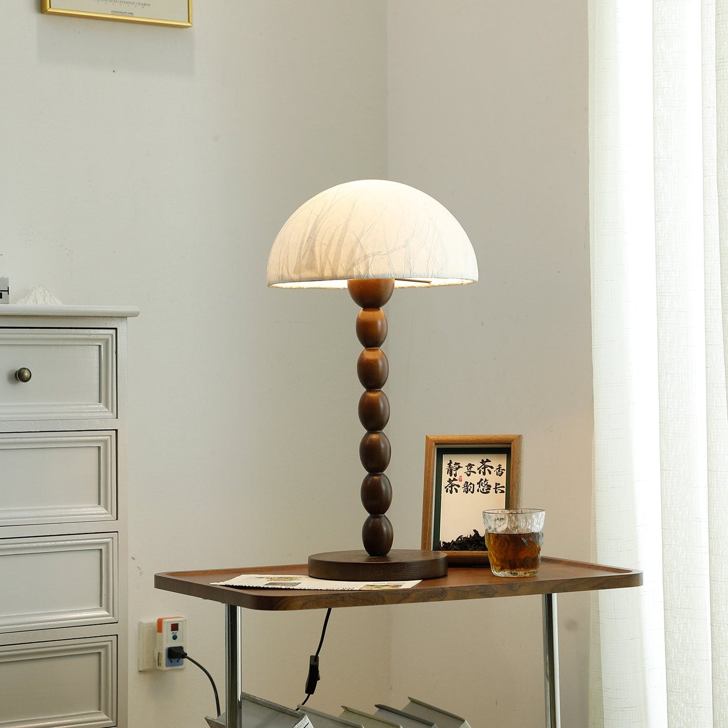 Satori Table Lamp | Wooden & Rice Paper | Walnut & White