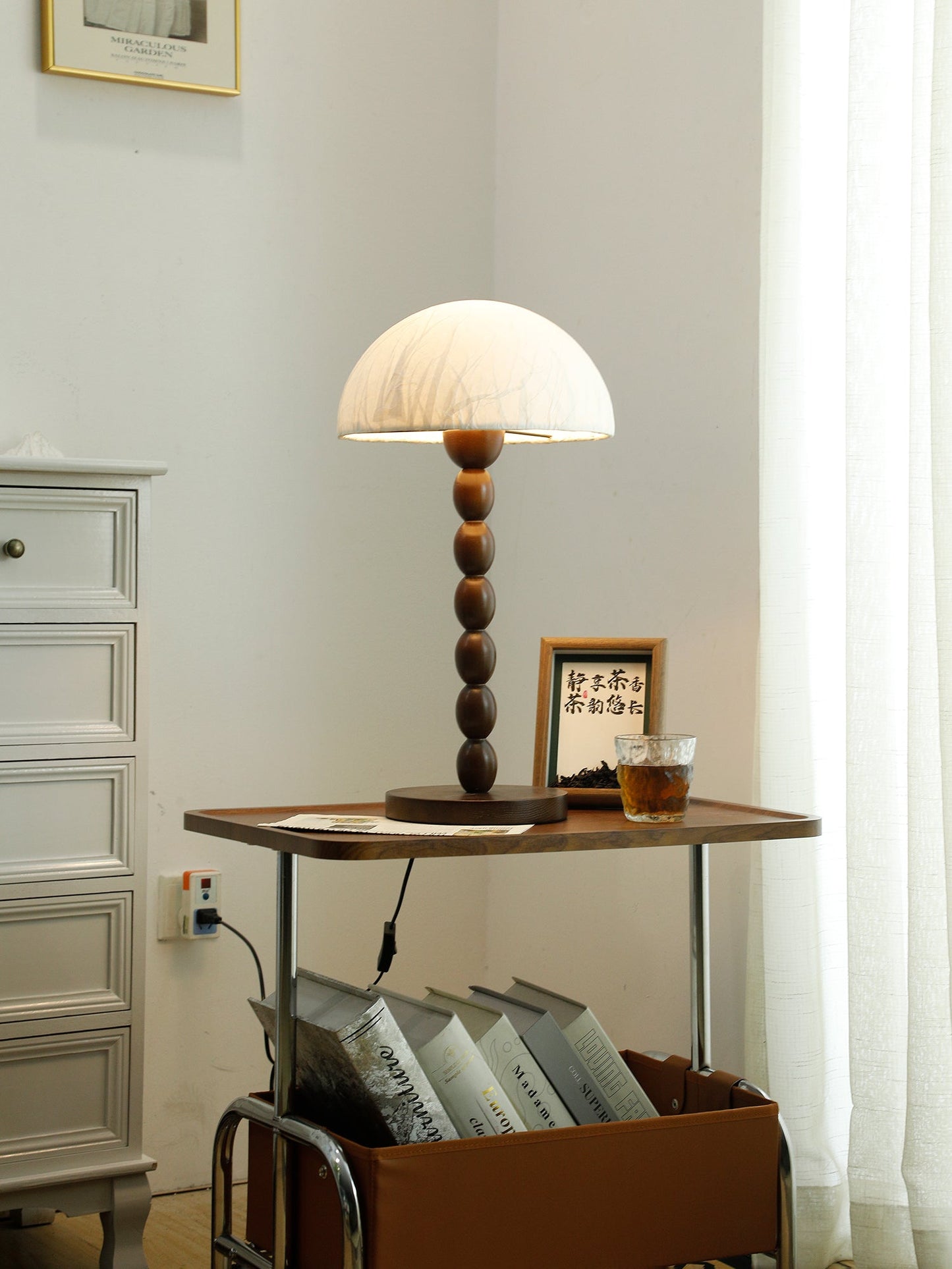 Satori Table Lamp | Wooden & Rice Paper | Walnut & White