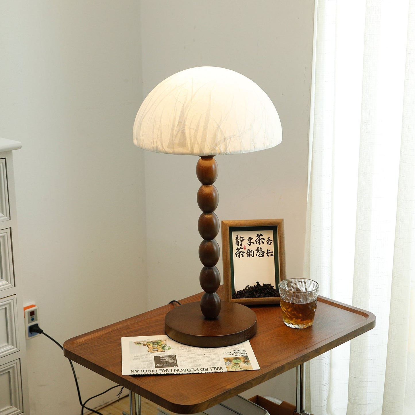 Satori Table Lamp | Wooden & Rice Paper | Walnut & White