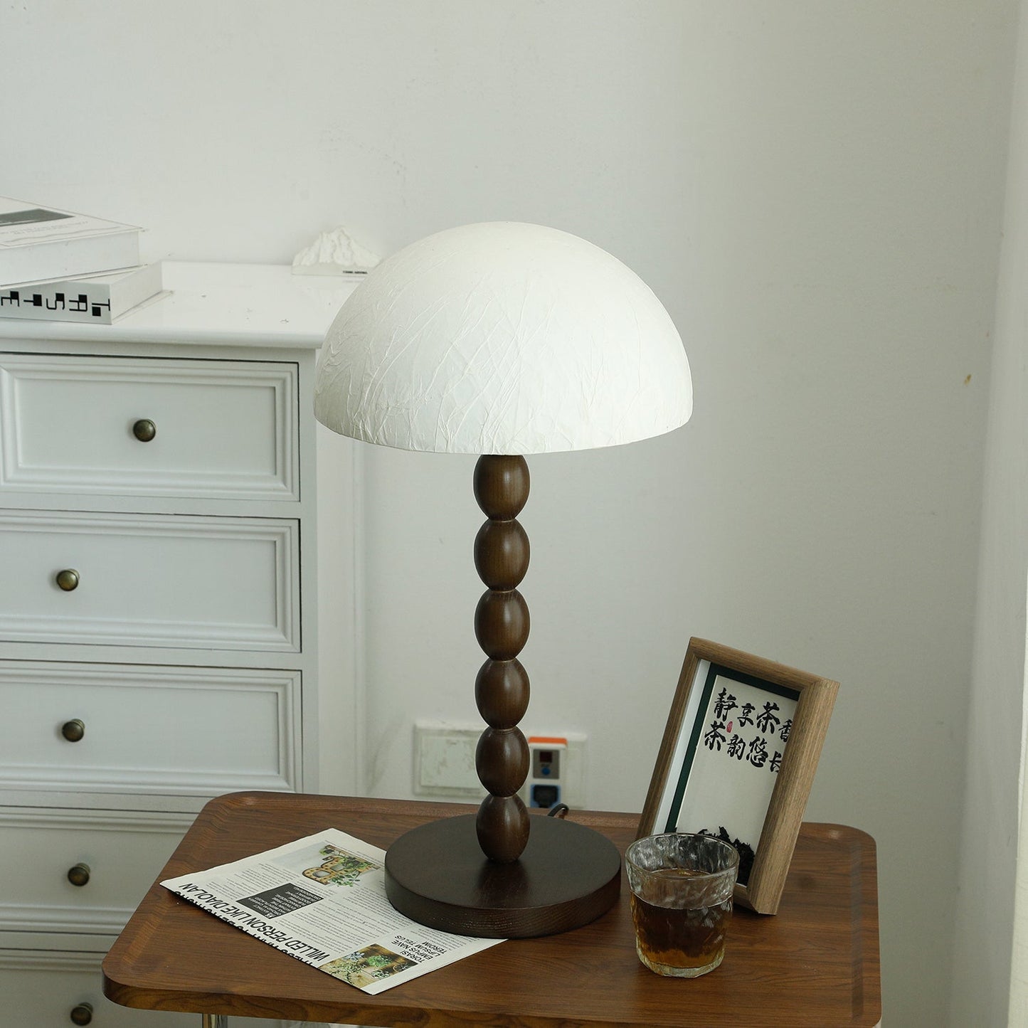 Satori Table Lamp | Wooden & Rice Paper | Walnut & White
