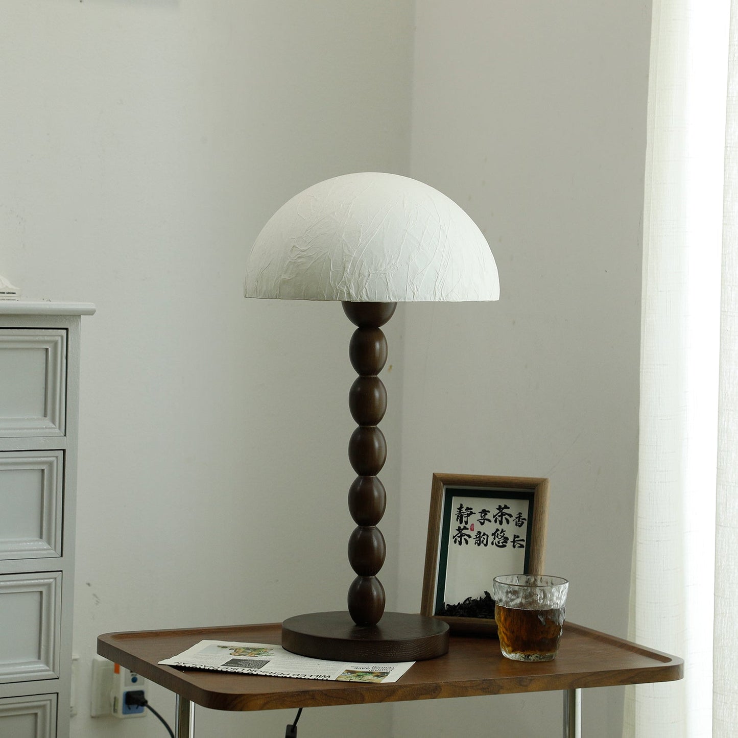 Satori Table Lamp | Wooden & Rice Paper | Walnut & White