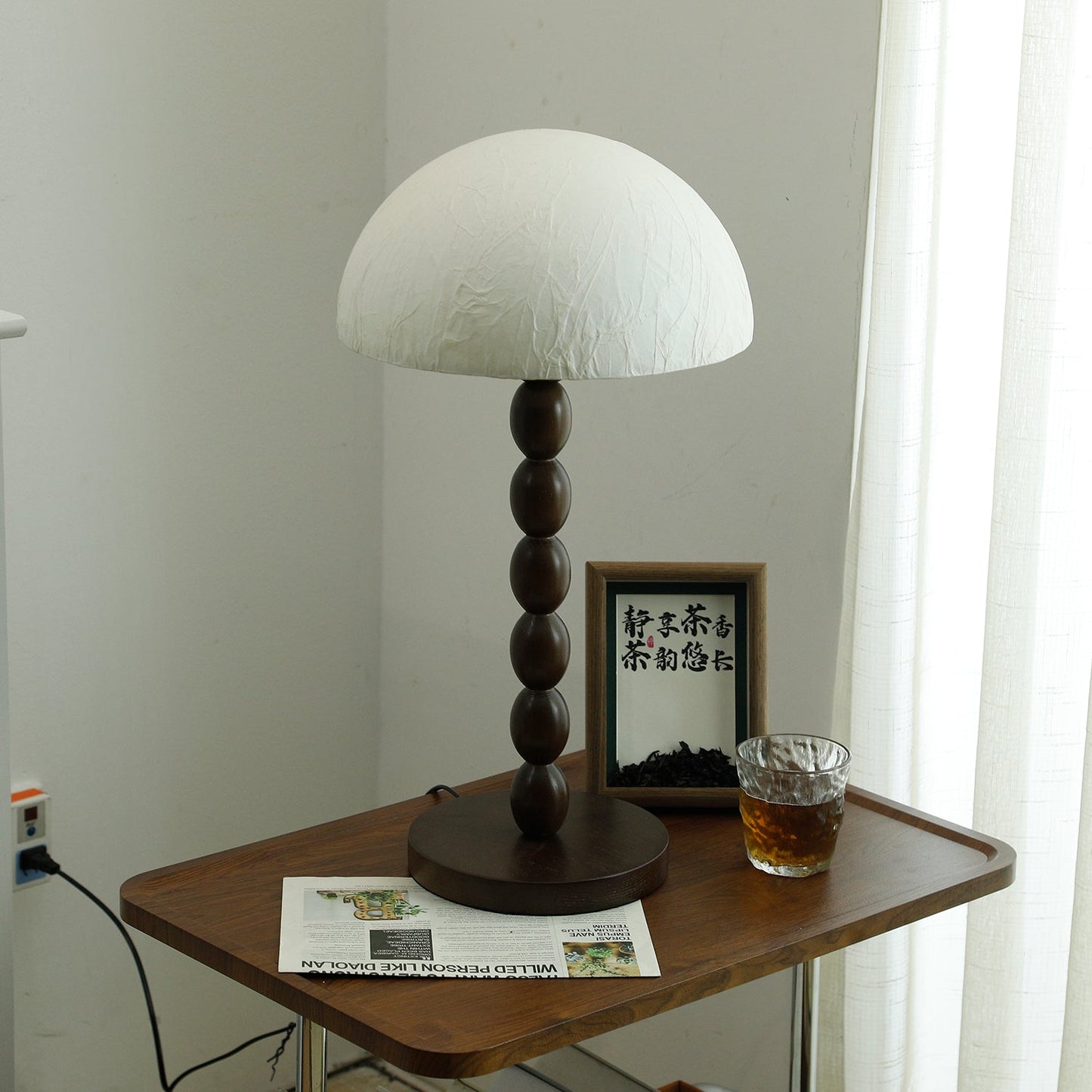 Satori Table Lamp | Wooden & Rice Paper | Walnut & White