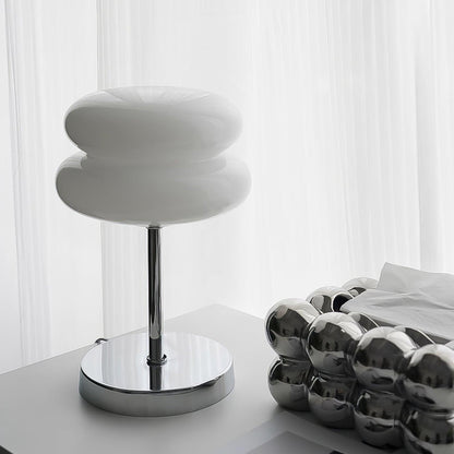 Saturn Glide Table Lamp | Metal & Glass | Chrome Base, White Shade