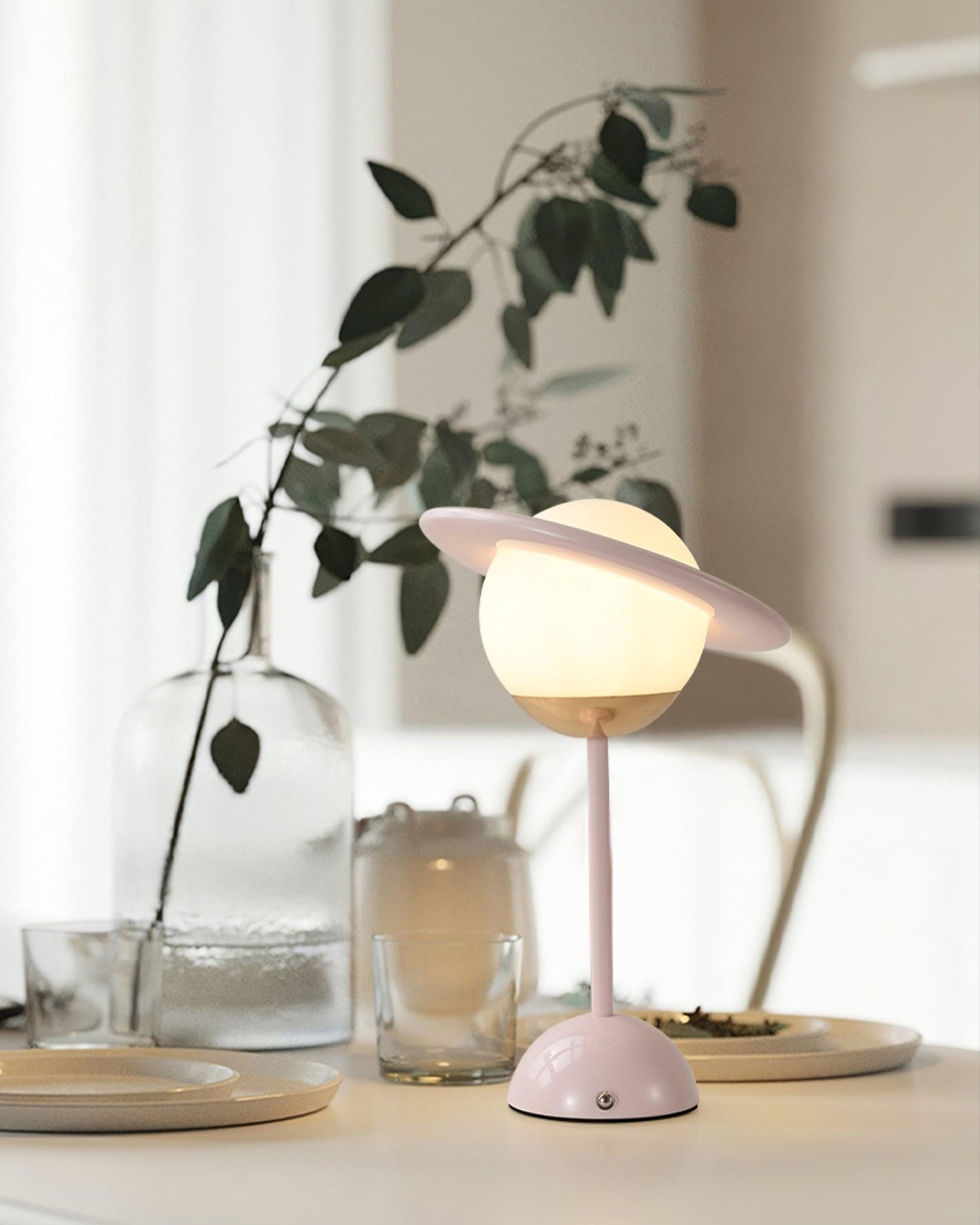 Saturn Planet Table Lamp | Metal & Glass | 20 cm Diameter, Multiple Colors