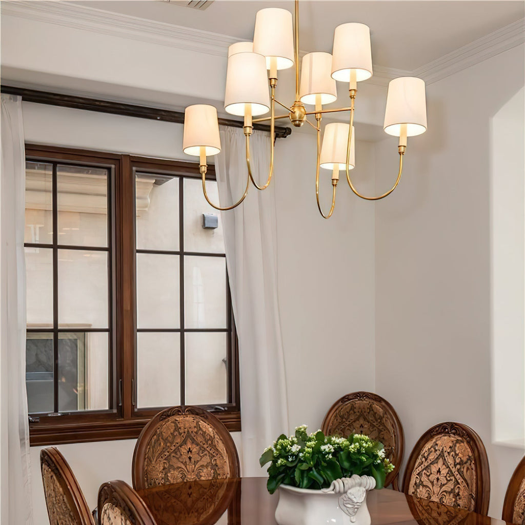 Vendome Chandelier | Brass & Fabric | 4-Lights or 8-Lights Options