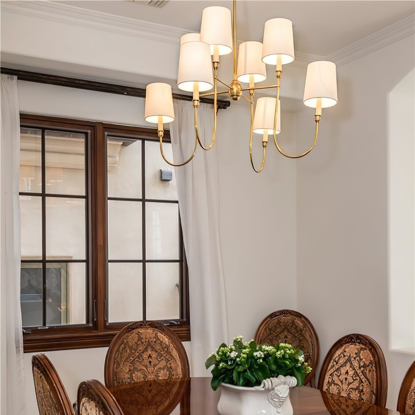 Vendome Chandelier | Brass & Fabric | 4-Lights or 8-Lights Options