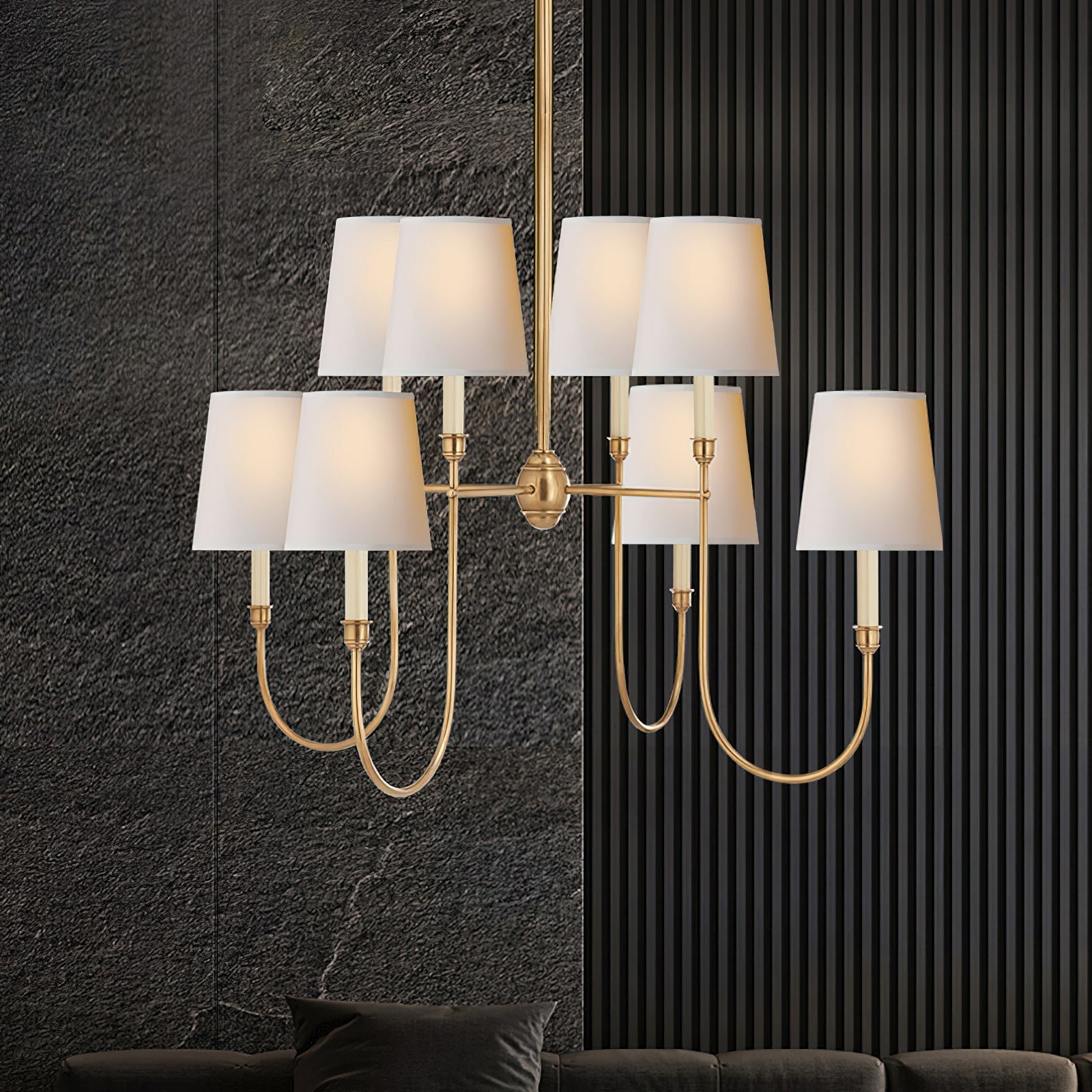 Vendome Chandelier | Brass & Fabric | 4-Lights or 8-Lights Options