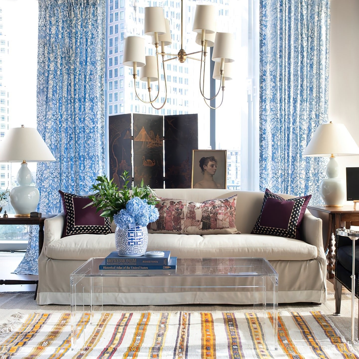 Vendome Chandelier | Brass & Fabric | 4-Lights or 8-Lights Options