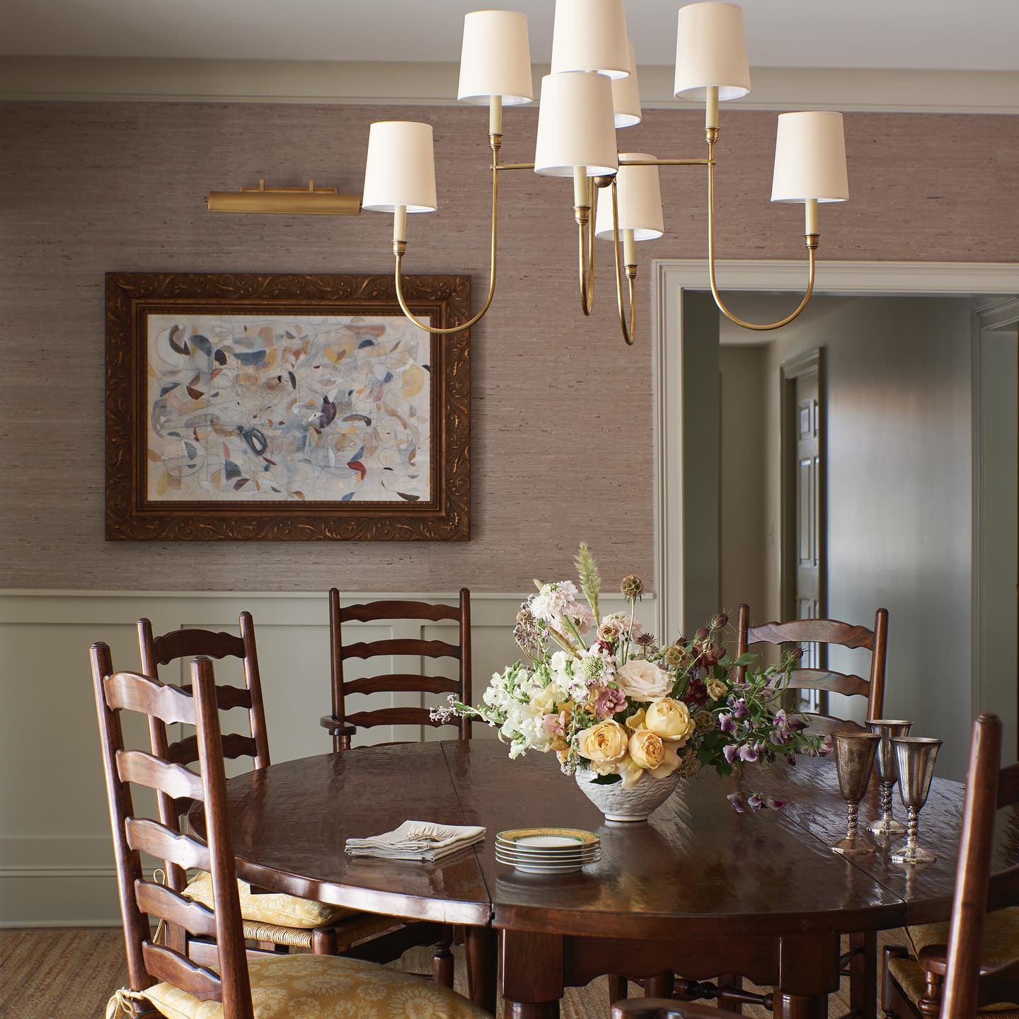Vendome Chandelier | Brass & Fabric | 4-Lights or 8-Lights Options