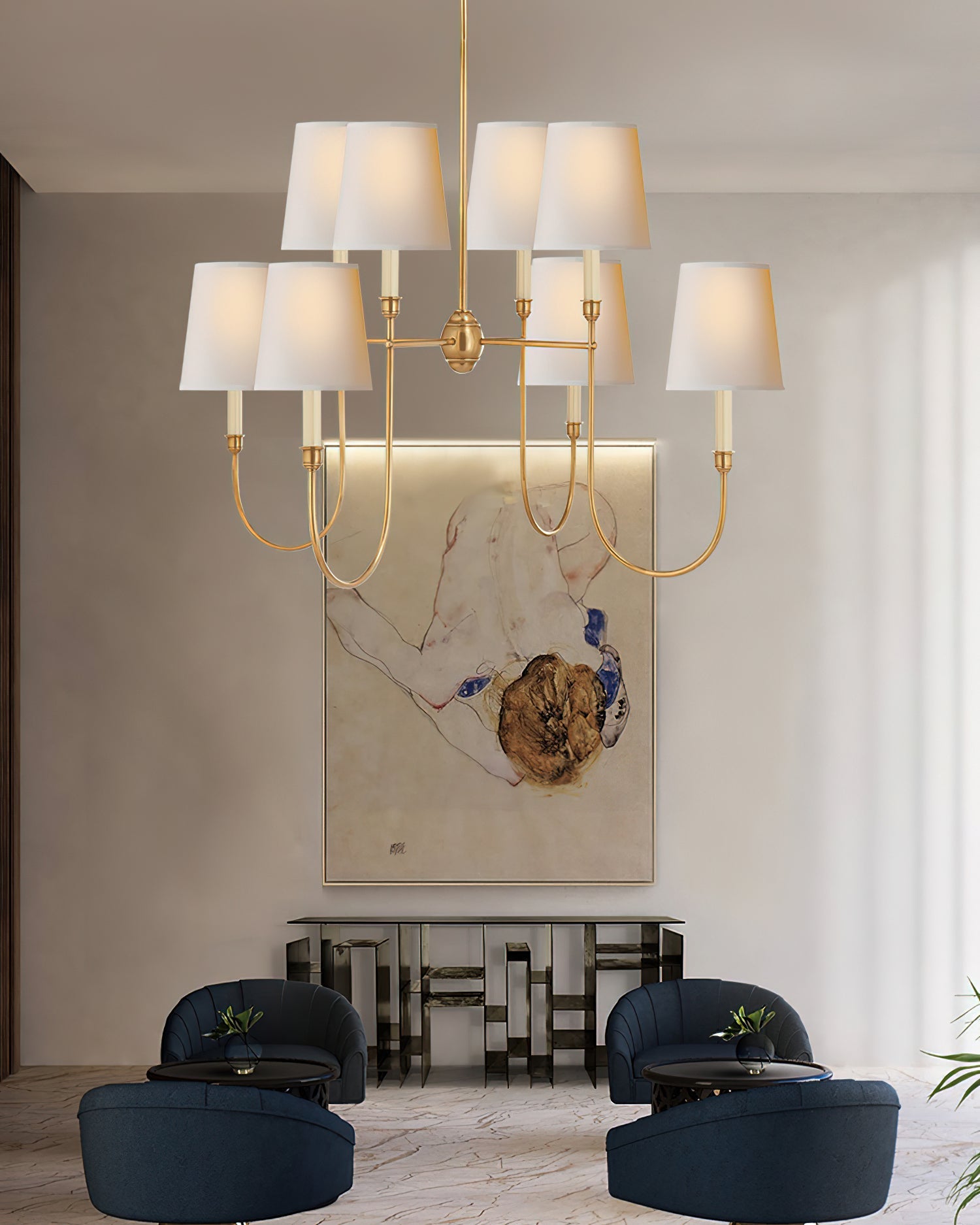 Vendome Chandelier | Brass & Fabric | 4-Lights or 8-Lights Options